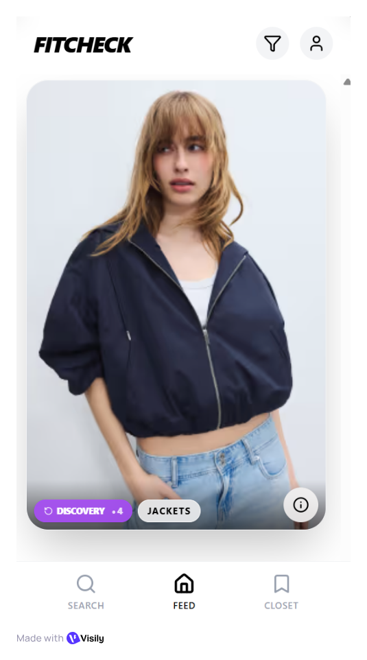 FashionSync app interface showing fashion discovery